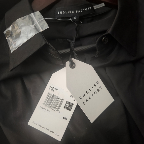 English Factory Black Dress Elbow-Length Puffed Sleeves Size M, Parties/Daywear - Picture 7 of 11